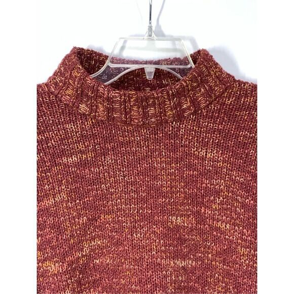 -2. Juniors' SO® Women's Cropped Mockneck Spacedye Pullover Sweater Red Medium - Picture 3 of 8
